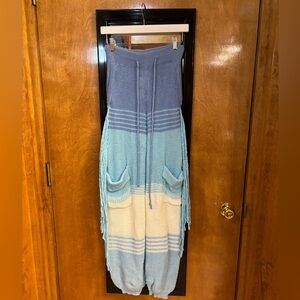 Hot & Delicious Knit Lounge Pants Blue Ombre Drawstring Size Medium NWT